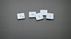 email blocks on gray surface